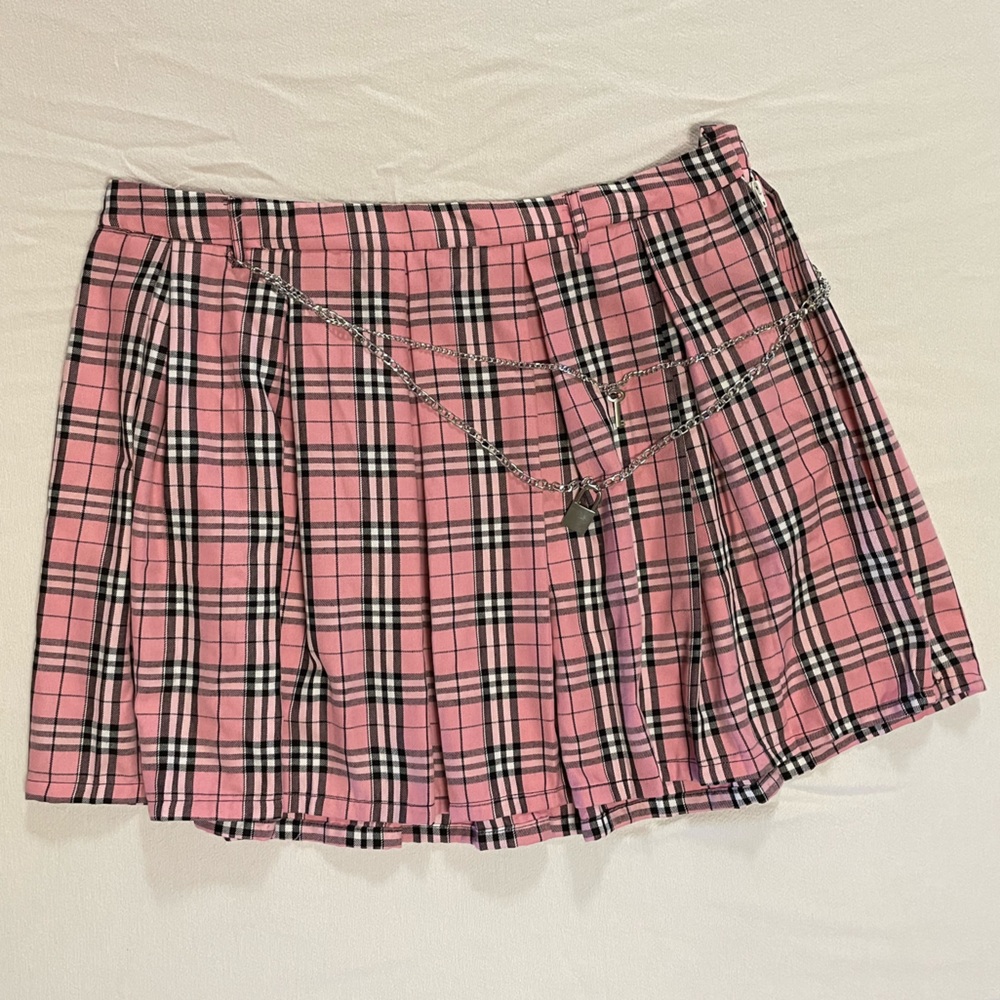 Pink Plaid Pleated Chain Skirt Plus Size - Hot Topic